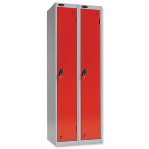 Trexus Plus 1 Door Locker Nest of 2 Extra Depth ACTIVECOAT W305xD460xH1780mm Silver Red Ref 862906