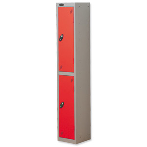 Trexus Plus 2 Door Locker Nest of 1 ACTIVECOAT W305xD305xH1780mm Silver Red Ref 863202 Ident: 472A