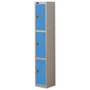 Trexus Plus 3 Door Locker Nest of 1 ACTIVECOAT W305xD305xH1780mm Silver Blue Ref 863684