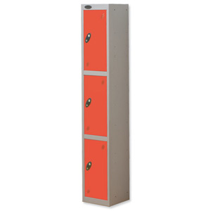 Trexus Plus 3 Door Locker Nest of 1 ACTIVECOAT W305xD305xH1780mm Silver Red Ref 863692 Ident: 472A