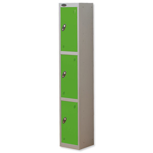 Trexus Plus 3 Door Locker Nest of 1 ACTIVECOAT W305xD305xH1780mm Silver Green Ref 863707 Ident: 472A