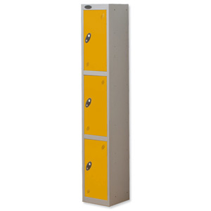 Trexus Plus 3 Door Locker Nest of 1 ACTIVECOAT W305xD305xH1780mm Silver Yellow Ref 863715 Ident: 472A