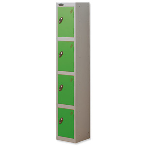 Trexus Plus 4 Door Locker Nest of 1 ACTIVECOAT W305xD305xH1780mm Silver Green Ref 864184 Ident: 472A