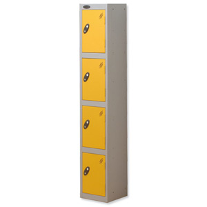 Trexus Plus 4 Door Locker Nest of 1 ACTIVECOAT W305xD305xH1780mm Silver Yellow Ref 864192 Ident: 472A