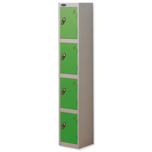 Trexus Plus 4 Door Locker Nest of 1 Extra Depth ACTIVECOAT W305xD460xH1780mm Silver Green Ref 864249 Ident: 472A