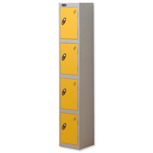 Trexus Plus 4 Door Locker Nest of 1 Extra Depth ACTIVECOAT W305xD460xH1780mm Silver Yellow Ref 864257 Ident: 472A