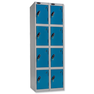 Trexus Plus 4 Door Locker Nest of 2 ACTIVECOAT W305xD305xH1780mm Silver Blue Ref 864281 Ident: 472A