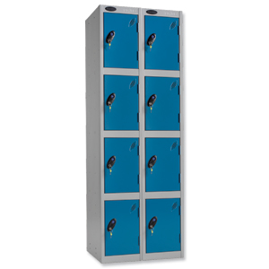 Trexus Plus 4 Door Locker Nest of 2 Extra Depth ACTIVECOAT W305xD460xH1780mm Silver Blue Ref 864346 Ident: 472A