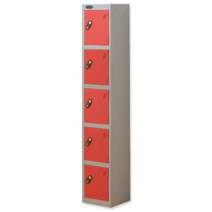 Trexus Plus 5 Door Locker Nest of 1 ACTIVECOAT W305xD305xH1780mm Silver Red Ref 864655 Ident: 472A