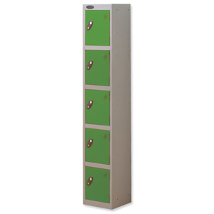 Trexus Plus 5 Door Locker Nest of 1 ACTIVECOAT W305xD305xH1780mm Silver Green Ref 864663 Ident: 472A