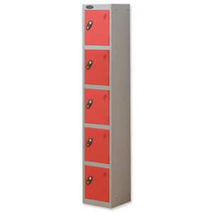 Trexus Plus 5 Door Locker Nest of 1 Extra Depth ACTIVECOAT W305xD460xH1780mm Silver Red Ref 864710 Ident: 472A