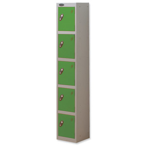 Trexus Plus 5 Door Locker Nest of 1 Extra Depth ACTIVECOAT W305xD460xH1780mm Silver Green Ref 864728