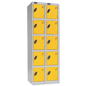 Trexus Plus 5 Door Locker Nest of 2 Extra Depth ACTIVECOAT W305xD460xH1780mm Silver Yellow Ref 864859 Ident: 472A