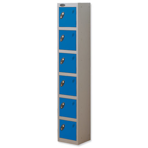 Trexus Plus 6 Door Locker Nest of 1 ACTIVECOAT W305xD305xH1780mm Silver Blue Ref 865121