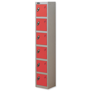 Trexus Plus 6 Door Locker Nest of 1 ACTIVECOAT W305xD305xH1780mm Silver Red Ref 865139