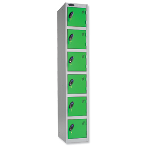 Trexus Plus 6 Door Locker Nest of 1 ACTIVECOAT W305xD305xH1780mm Silver Green Ref 865147 Ident: 472A