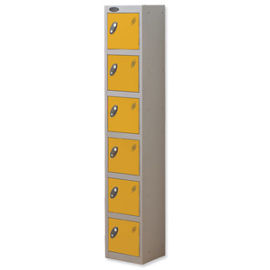 Trexus Plus 6 Door Locker Nest of 1 ACTIVECOAT W305xD305xH1780mm Silver Yellow Ref 865155 Ident: 472A