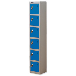 Trexus Plus 6 Door Locker Nest of 1 Extra Depth ACTIVECOAT W305xD460xH1780mm Silver Blue Ref 865189