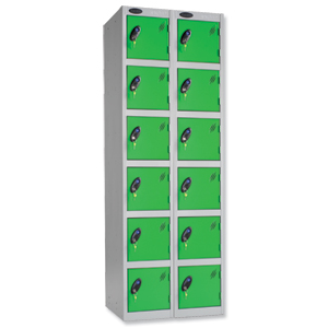 Trexus Plus 6 Door Locker Nest of 2 ACTIVECOAT W305xD305xH1780mm Silver Green Ref 865260