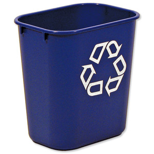 Rubbermaid Wastebasket Polyethylene Rectangular 26.6 Litres W365xD260xH380mm Blue Ref 2956-73-BLU