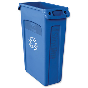 Rubbermaid Slim Jim Recycling Bin with Venting Channels W558xD279xH762mm 87 Litres Blue Ref 3540-07 Ident: 518B