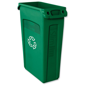 Rubbermaid Slim Jim Recycling Bin with Venting Channels W558xD279xH762mm 87 Litres Green Ref 3540-07 Ident: 518B