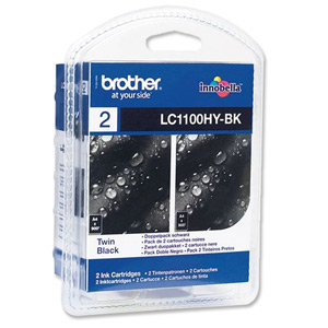 Brother Inkjet Cartridge Page Life 2x450pp Black Ref LC1100BKBP2 [Pack 2]