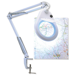 Magnifier Lamp 3 Diopters Arm L1000mm Shade Diam200mm 22W White