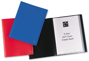 5 Star Display Book Soft Cover Lightweight Polypropylene 40 Pockets A4 Blue Ident: 298G