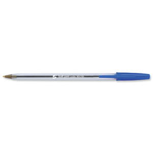 5 Star Clear Ball Pen Medium 1.0mm Tip 0.4mm Line Blue [Pack 50]