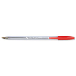 5 Star Clear Ball Pen Medium 1.0mm Tip 0.4mm Line Red [Pack 50]