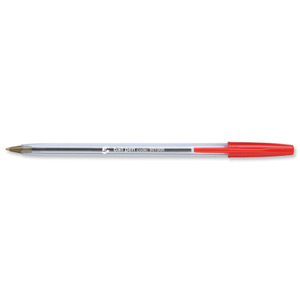 5 Star Clear Ball Pen Medium 1.0mm Tip 0.4mm Line Red [Pack 50] Ident: 84D