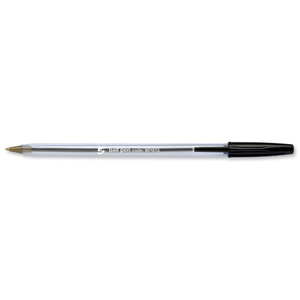 5 Star Clear Ball Pen Medium 1.0mm Tip 0.4mm Line Black [Pack 50] Ident: 84D