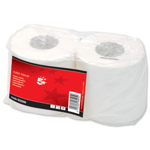 5 Star Toilet Tissue 2 Rolls of 320 Sheets White [Pack 36]