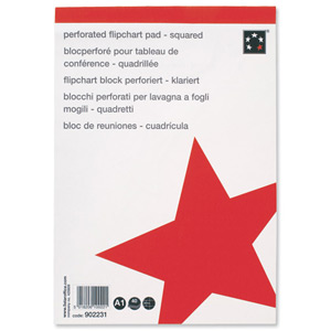 5 Star Flipchart Pad Perforated 40 Sheets A1 Feint 25mm Squared [Pack 5] Ident: 281F