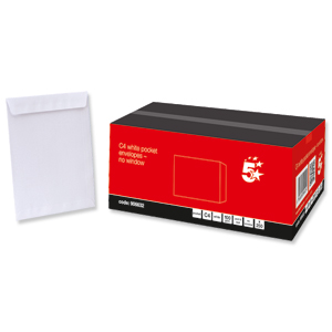 5 Star Envelopes Pocket Peel and Seal 100gsm White C4 Ref [Pack 250] Ident: 119E