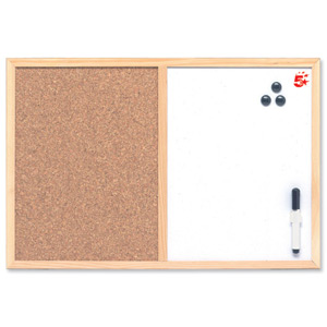 5 Star Combination Noticeboard Cork and Drywipe W900xH600mm