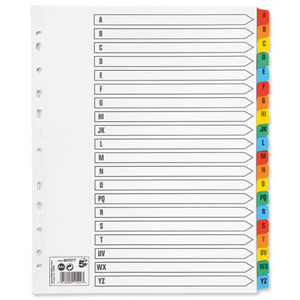 5 Star Maxi Index Extra-wide 230 micron Card with Coloured Mylar Tabs A-Z A4 White