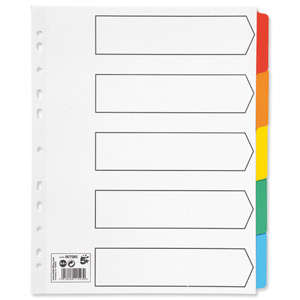 5 Star Maxi Index Extra-wide 230 micron Card with Coloured Mylar Tabs 5-Part A4 White Ident: 241B