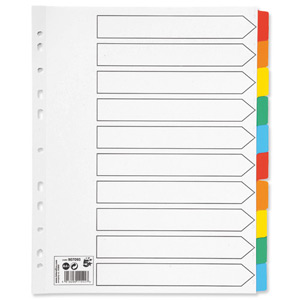 5 Star Maxi Index Extra-wide 230 micron Card with Coloured Mylar Tabs 10-Part A4 White Ident: 241B