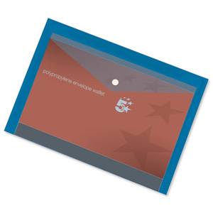 5 Star Envelope Wallet Polypropylene A4 Translucent Blue [Pack 5] Ident: 195E