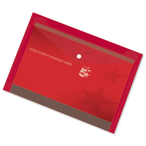 5 Star Envelope Wallet Polypropylene A4 Translucent Red [Pack 5]