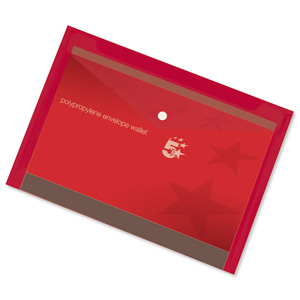 5 Star Envelope Wallet Polypropylene A4 Translucent Red [Pack 5] Ident: 195E