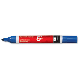 5 Star Flipchart Marker Pen Water-based Line Width 2.0mm Blue [Pack 12] Ident: 98B