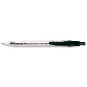 5 Star Ball Pen Retractable Medium 1.0mm Tip 0.4mm Line Black [Pack 10] Ident: 80G