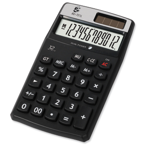 5 Star Calculator Mark-up Handheld 12 Digit 3 Key Memory Battery and Solar-power Ref HH12D Ident: 661C