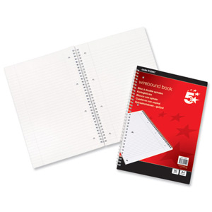 5 Star Notebook Wirebound 70gsm Ruled and Margin Perforated 100 Pages A4 [Pack 10] Ident: 48A