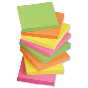 5 Star Re-Move Notes Repositionable Neon Pad of 100 Sheets 76x76mm Assorted [Pack 12] Ident: 65A