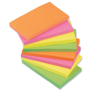 5 Star Re-Move Notes Repositionable Neon Pad of 100 Sheets 76x127mm Assorted [Pack 12] Ident: 65A