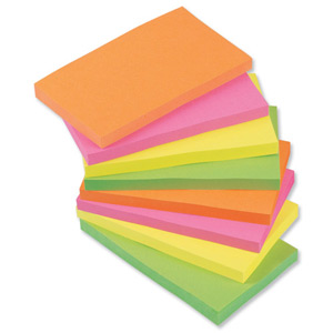 5 Star Re-Move Notes Repositionable Neon Pad of 100 Sheets 76x127mm Assorted [Pack 12]